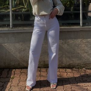 White flare jeans